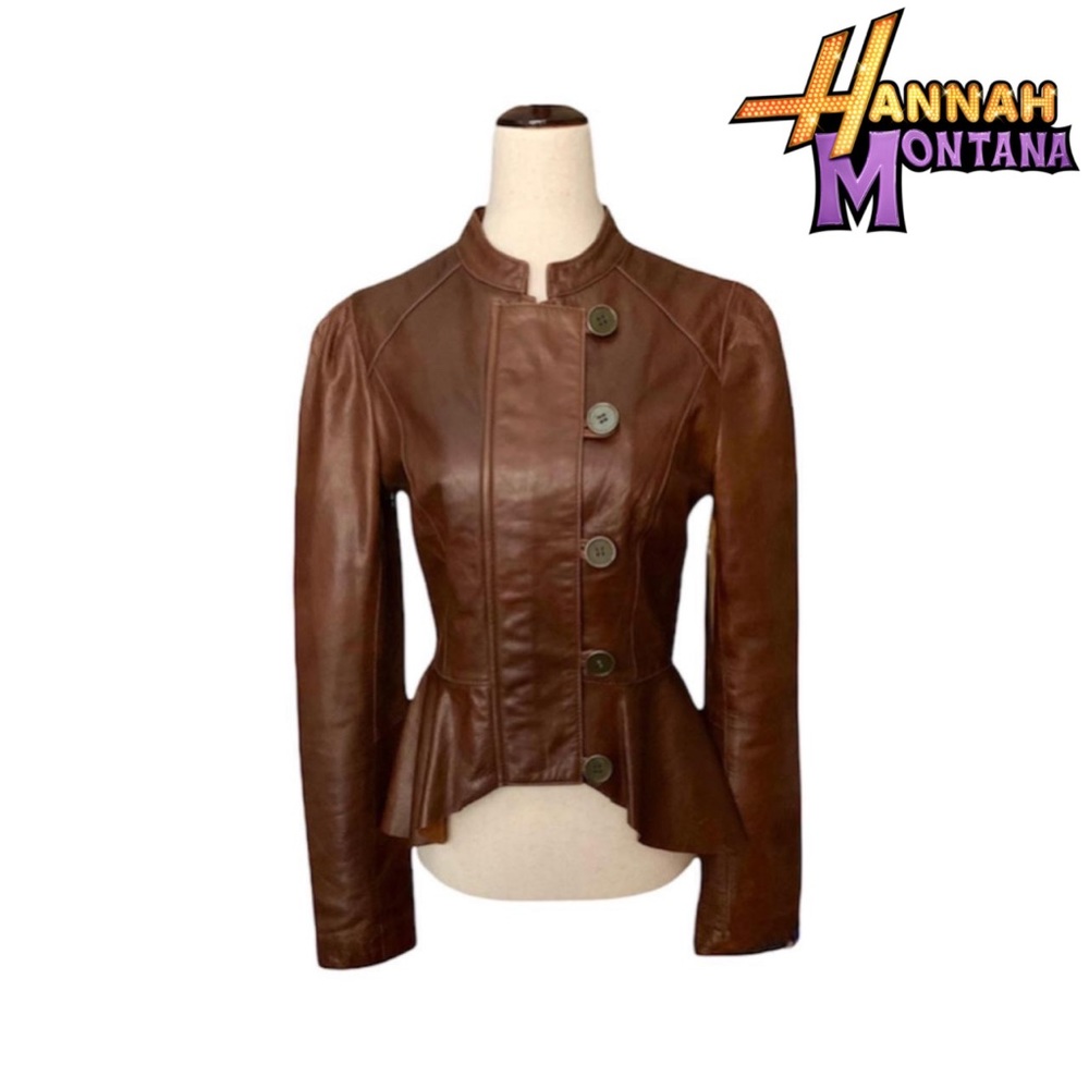 Hannah Montana’s Wardrobe, brown leather jacket